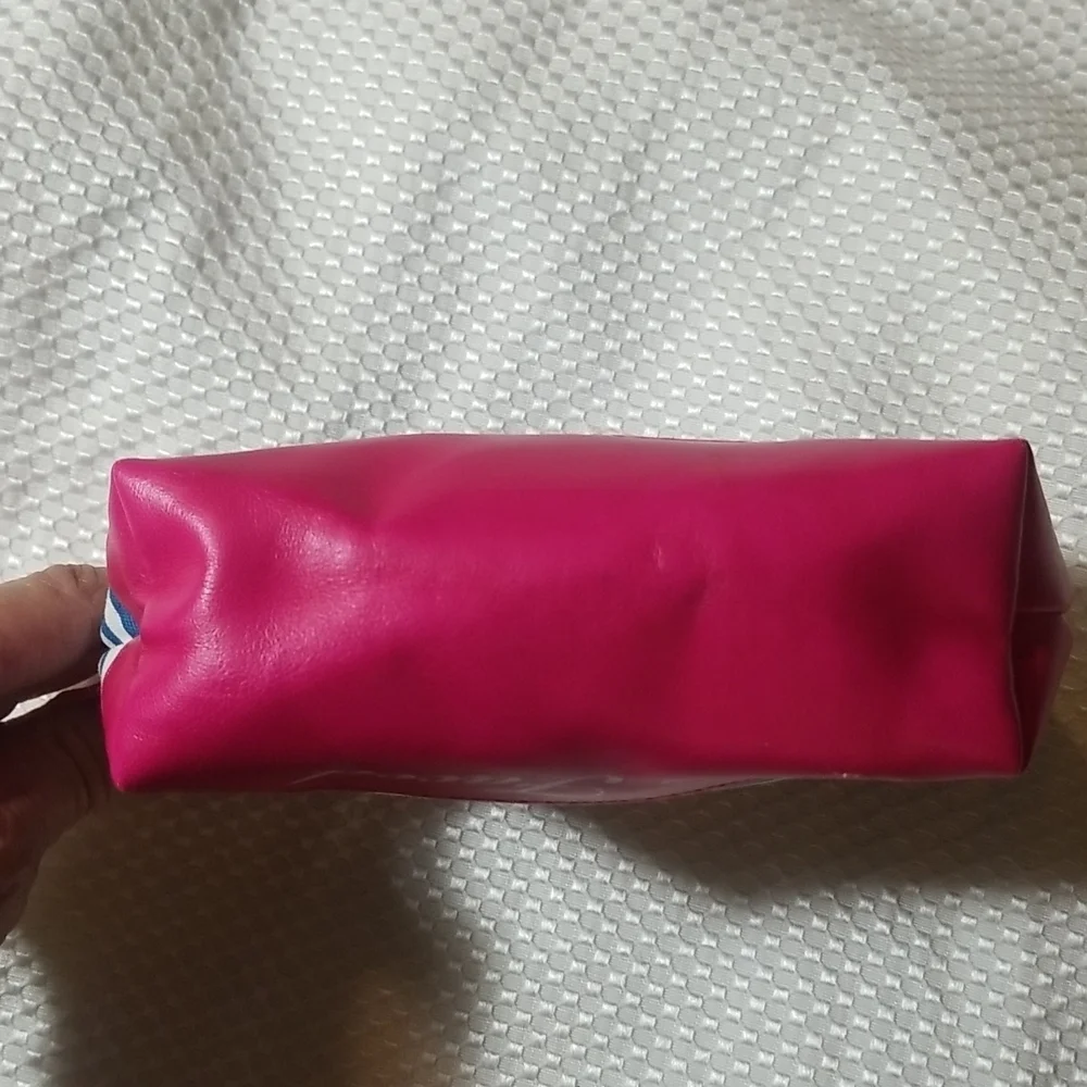 TOO FACED BLUE & WHITE STRIOED COSMETIC CASE